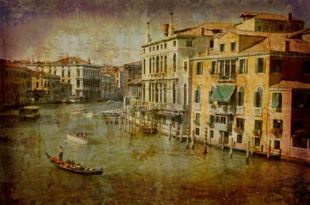 Artistic work of my own in retro style - Postcard from Italy. - Traffic Grand Canal - Venice.の写真素材