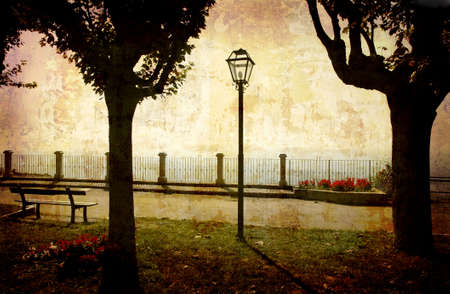 Postcard from Italy. - Park with view, Piedmont.の写真素材