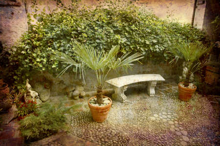 Artistic work of my own in retro style - Postcard from Italy. - Patio - Piedmont.の写真素材