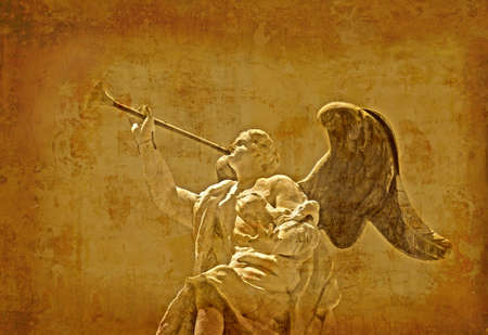 Artistic work of my own in retro style - Postcard from Italy. - Angel - Venice.の写真素材