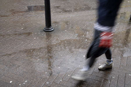 Shopping in the rain.