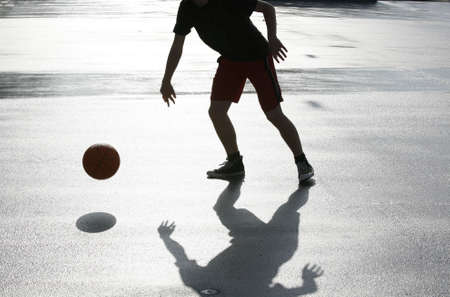 Street basketball just after the rain.の写真素材