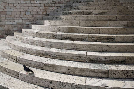 Nice half circular marble steps to the municipality of Perugia, Umbria - Italy.の写真素材