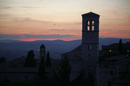 Sunset seen from Assisi, Umbria - Italyの写真素材