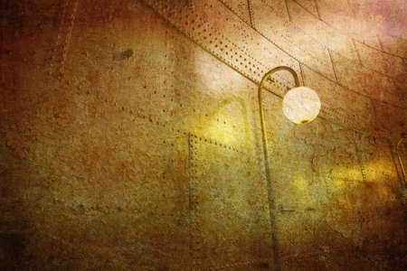 Old lamp on stairway at the metro station Cite - Paris France - More of my photos worked together to give the retro - dreamlike look.の写真素材