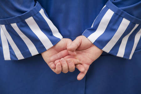 Hands of a clown while waiting for the performanceの写真素材