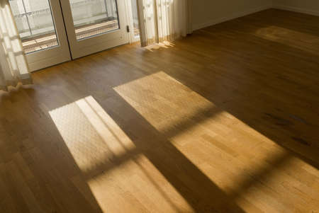 Empty appartment in low evening sunshine - Denmark.の写真素材