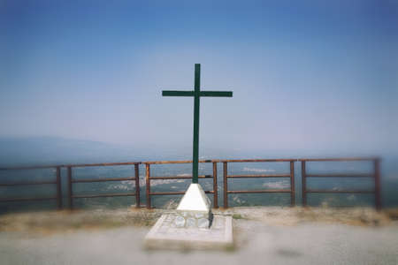 Cross and monument in the mountains of Calabria - Italy.の写真素材