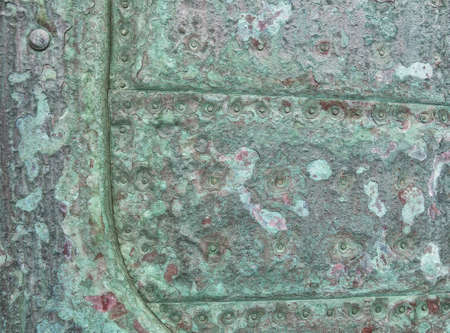 Detail of the copper covered keel of a 150 years old Danish wooden frigate の写真素材