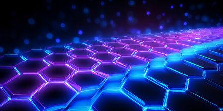 Metallic Hexagon Composition Neon Honeycomb Glowの素材