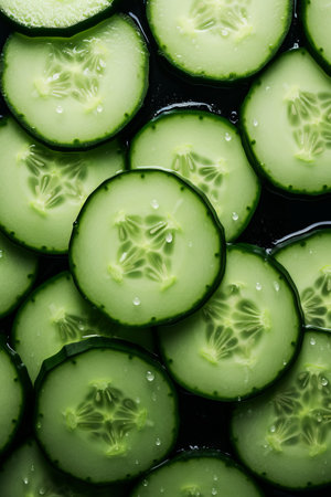 Cucumber Fun. Green Slices for a Cool Background Partyの素材