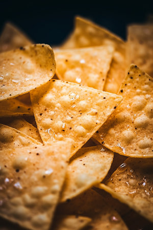 Tantalizing Tex-Mex. Nachos Up Closeの素材