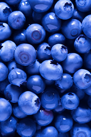Dewy Delights. Fresh Blueberries on Displayの素材