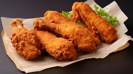 Hot Fried spicy chicken wings isolated on white background. Top viewの素材