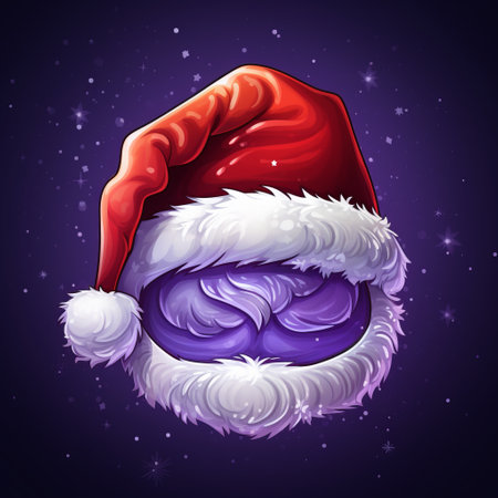 Santa Claus hat on starry background. Vector illustration for your designの素材