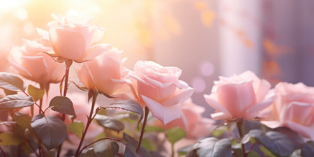 beautiful pink roses in the garden. soft focus. nature backgroundの素材