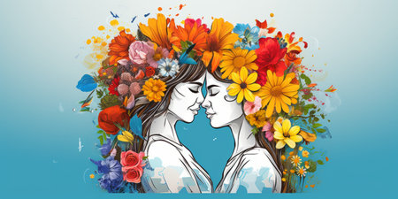 Beautiful young couple in love. Vector illustration for your design.の素材