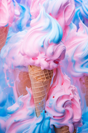 Taste of Summer. Ice Cream Cones with Delicious Extrasの素材