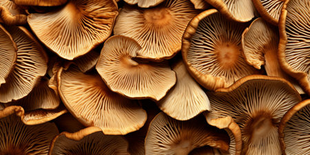 Top View Delights. Fresh Mushrooms Wonderlandの素材
