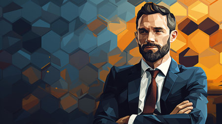 A painting of a man in a suit and tieの素材