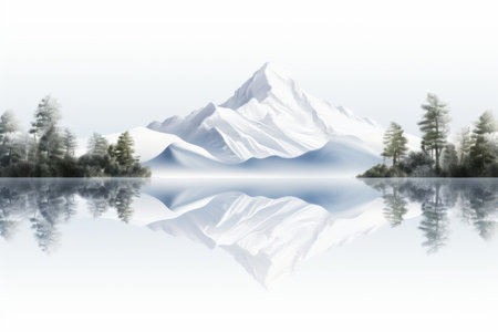 Tranquil Reflections Majestic Mountain Landscape in Serene Lakeの素材