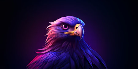 A close up of a bird of prey on a black backgroundの素材