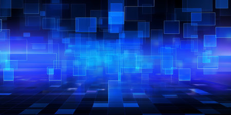 Blue Background. Blurred Crystal Balls Abstract Blue Cyber Motionの素材