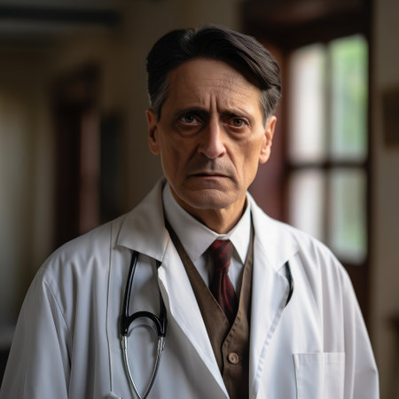 Professional Medic Reflecting on Healthcare Strategiesの素材