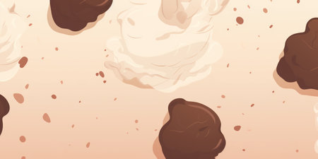Chocolate ice cream surface, Top view Blank for design.の素材