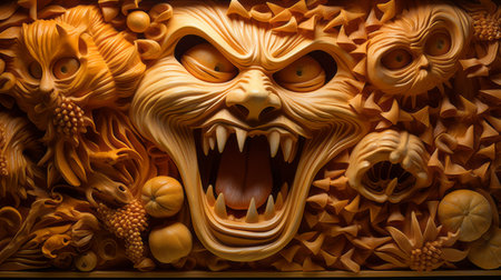 Art of Fright. Chef's Digital Painting with Scary Smilesの素材