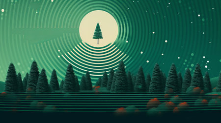 Coniferous forest Winter Christmas tree Grunge banner backgroundの素材
