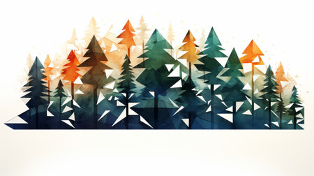 Autumn forest Winter Christmas tree Grunge banner backgroundの素材