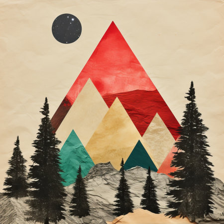 Abstract geometric triangles background Winter Christmas tree Grunge banner backgroundの素材
