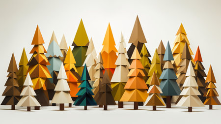 triangular color park Winter Christmas tree Grunge banner backgroundの素材