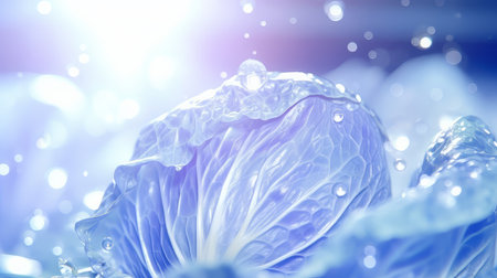 Close-Up Beauty. Halved Purple Lettuce on Displayの素材