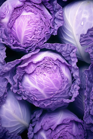 Vivid Detail. Halved Purple Lettuce Close-Up Imageの素材