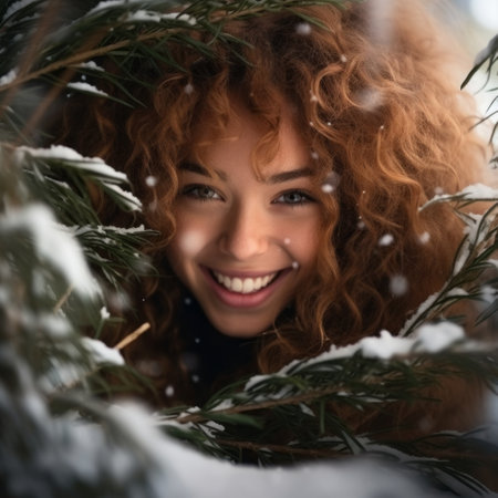 Winter Park Fashion Stunning Woman's Outdoor Poseの素材