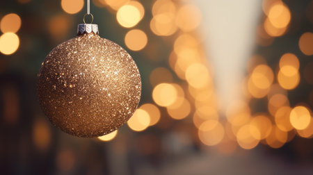 A Festive Close-Up of a Christmas Ornament Hanging from a Stringの素材