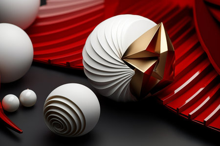 A group of white and red objects sitting on top of a table Winter Christmas tree Grunge banner backgroundの素材