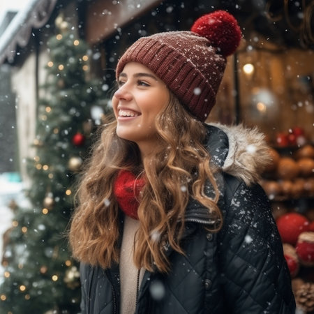 Winter Festivities Red-haired Woman's Christmas Moodの素材