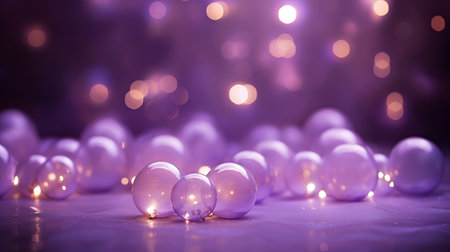 Christmas and New Year background with bokeh lights and glass ballsの素材