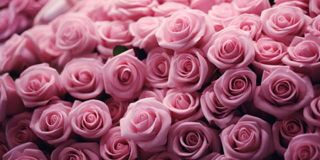 Beautiful pink roses as background, closeup. Floral backgroundの素材