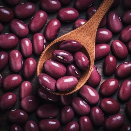 Super Close Bean Adventure. Red Kidney Beans on a Spoonの素材