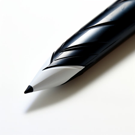 close up of a black and white pen on a white background.の素材