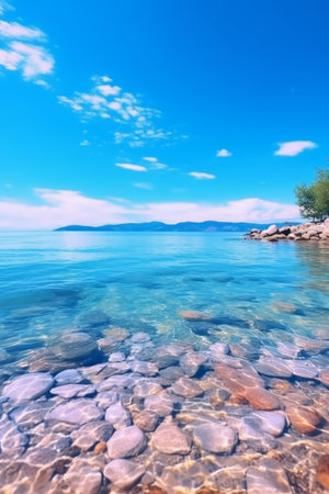 Beautiful seascape with clear water and stones. Nature composition.の素材