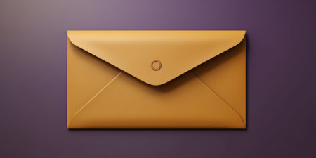 Brown Envelope on a purple background. 3d Renderingの素材