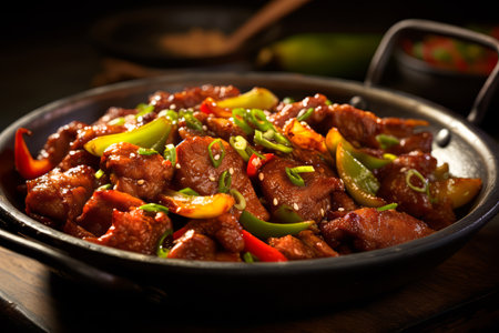 Close-Up of a Pan of Food on a Tableの素材