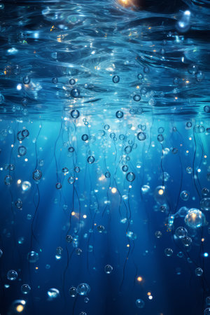 Vibrant Painting of Colorful Bubbles Floating in Waterの素材