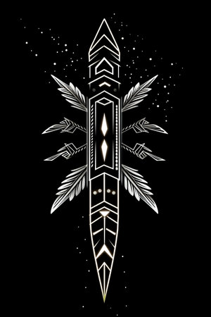 Monochrome Drawing of a Sharp Pointed Arrowの素材