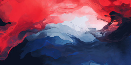 Red and blue ink in water. Abstract background.の素材
